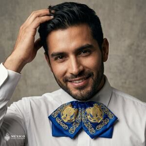 Mexican Embroidered Charro Moño – Traditional Satin Mariachi Bow Tie
